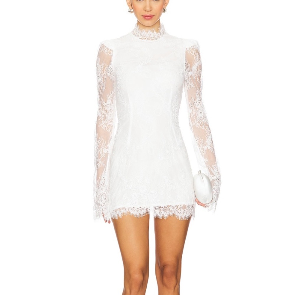 Stone Cold Fox White Lace Long Sleeve Dress